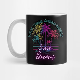 Palm Trees Ocean Breeze Neon Dreams Retro Miami Beach Mug